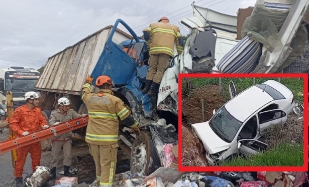 Acidente grave entre caminhes deixa dois mortos na BR-356, em Cardoso Moreira